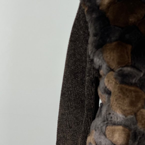 Lisa International Womens Brown Faux Fur Cardigan Sweater Full Zip size Small - Picture 5 of 12